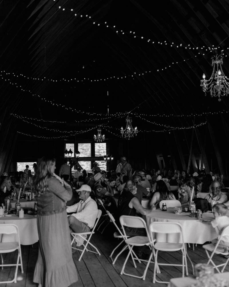 wedding reception dinner at the dover barn in Dover, Idaho.