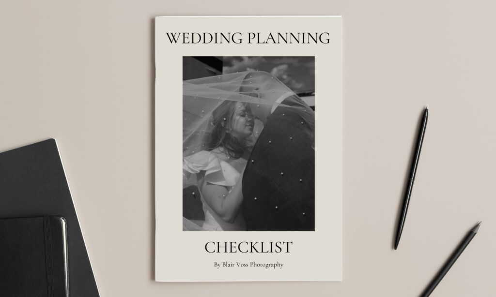 A wedding planning checklist guide that helps couples stay stress free and organized throughout the wedding planning porcess.