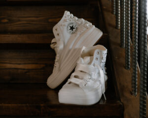 bride's custom all star sneakers