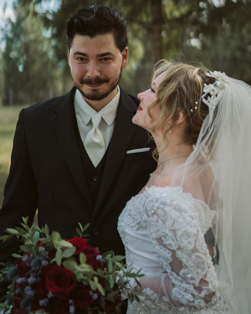 bride and groom candid moment North Idaho wedding