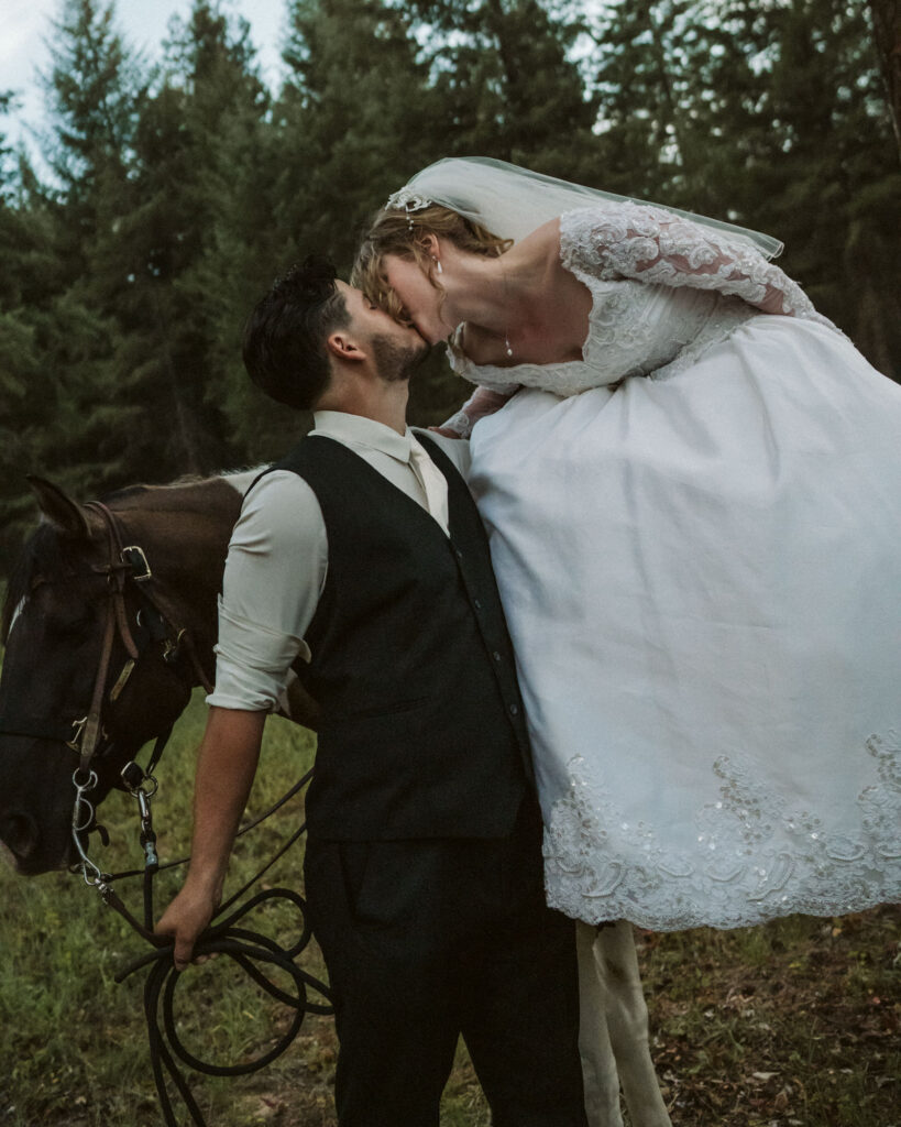 bride and groom candid moment North Idaho wedding