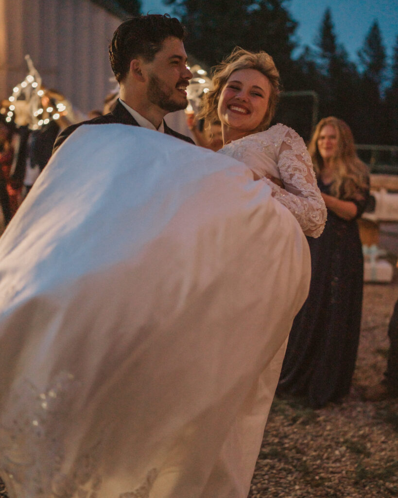bride and groom candid moment North Idaho wedding